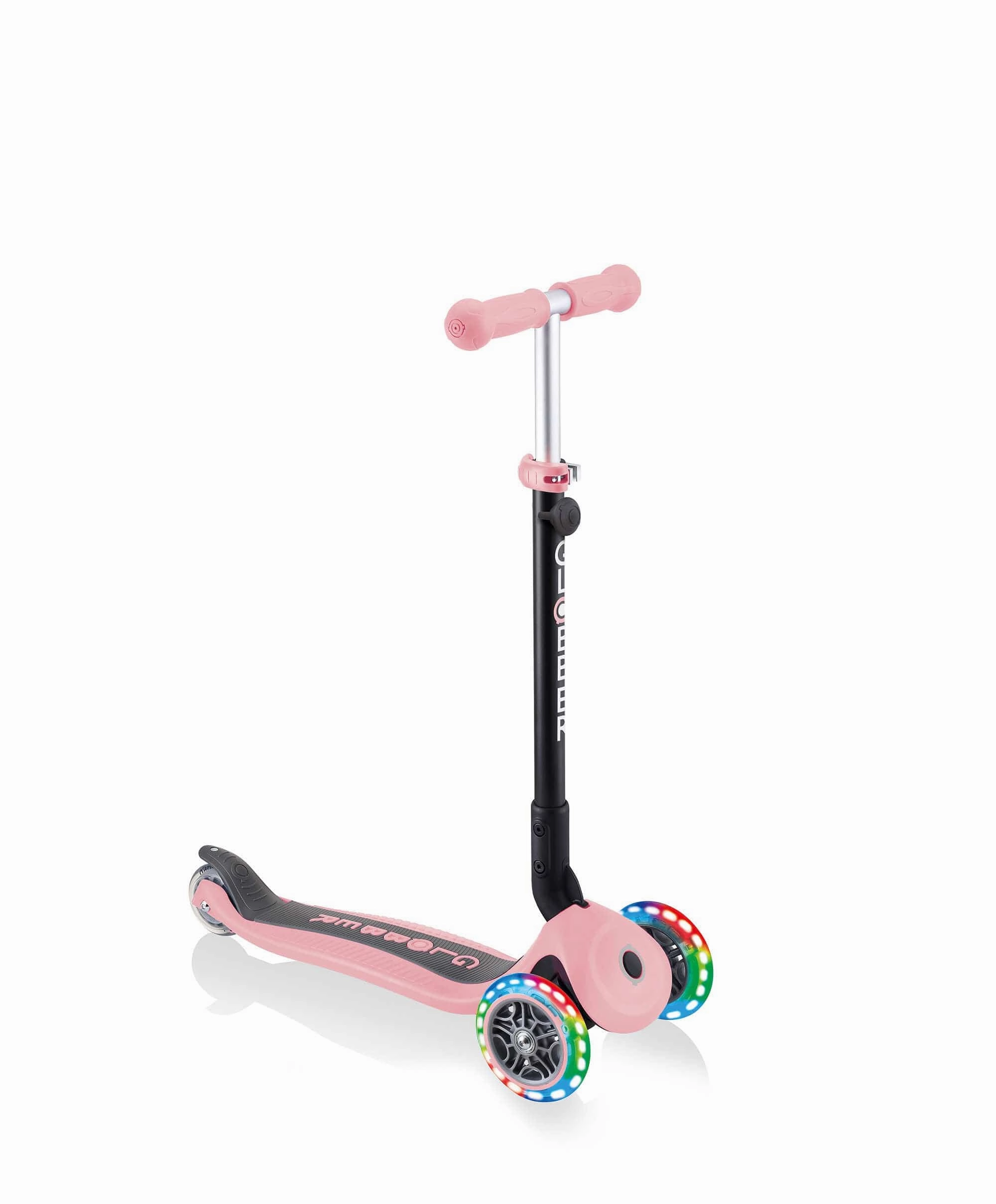 Globber Go Up Foldable Lights Scooter - Pastel Pink