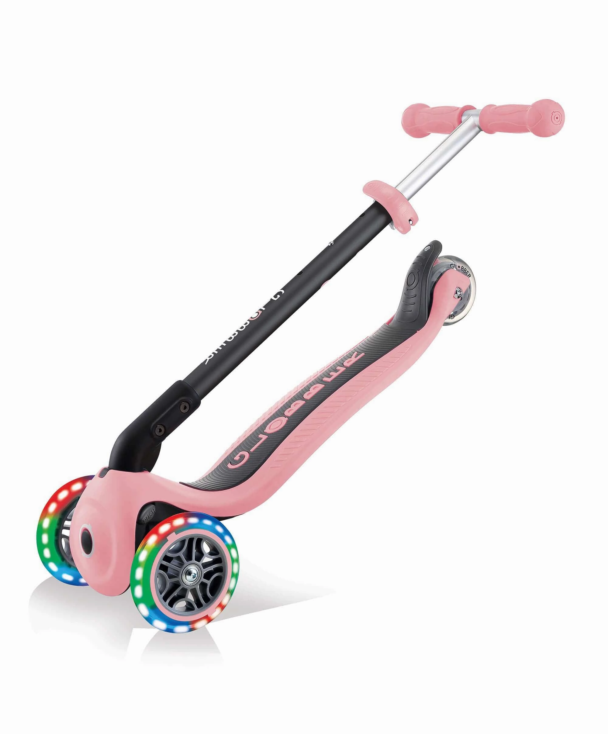 Globber Go Up Foldable Lights Scooter - Pastel Pink