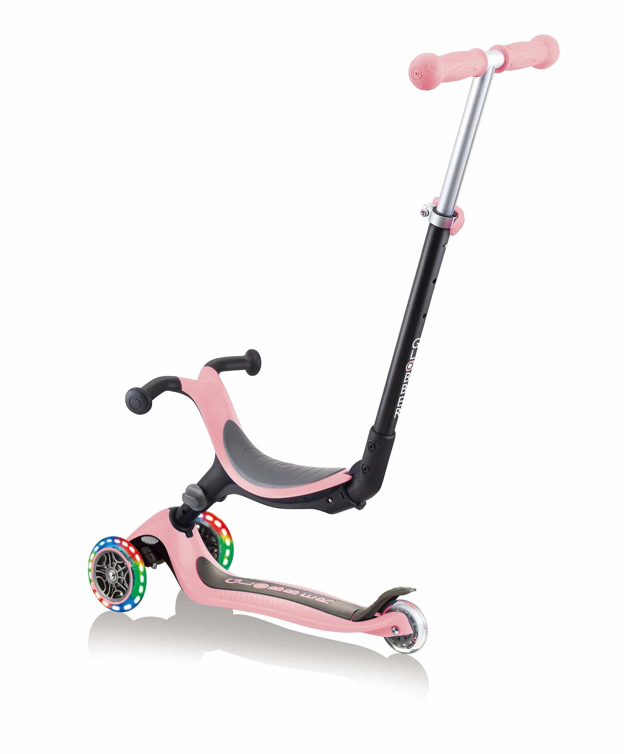 Globber Go Up Foldable Lights Scooter - Pastel Pink
