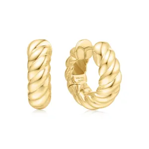 Gold Bold Texture Medium Huggie Hoop Earrings E063-07G Ania Haie Jewellery