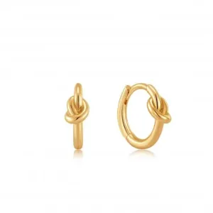 Gold Knot Huggie Hoop Earrings E029-04G Ania Haie Jewellery