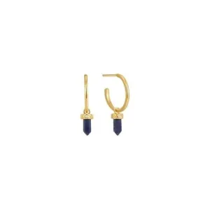 Gold Lapis Point Pendant Small Hoop Earrings E039-03G-L Ania Haie Jewellery