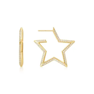 Gold Large Star-Shaped Pavé Hoop Earrings E064-09G Ania Haie Jewellery