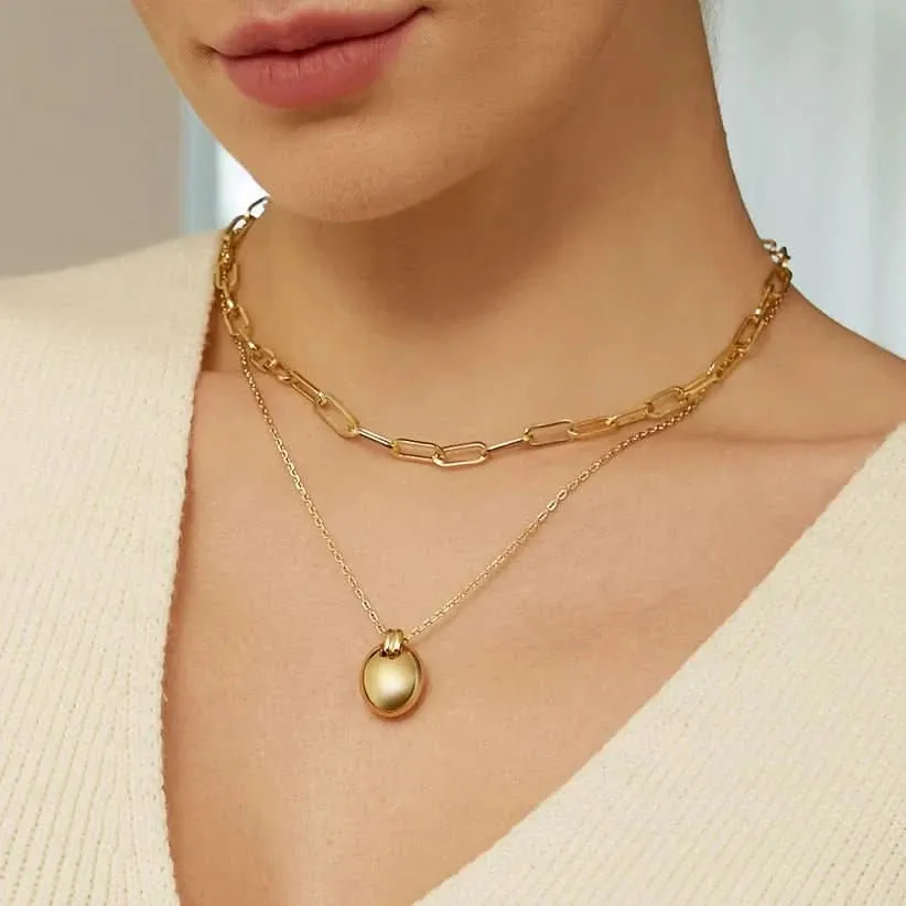 Gold Oval Charm Necklace N062-03G Ania Haie Jewellery