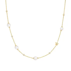 Gold Pearl and Star Station Necklace N065-09G Ania Haie Jewellery
