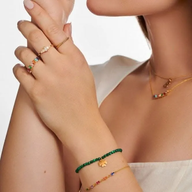 Gold Plated Zirconia Multicoloured Stones Ring TR2346-488-7 Thomas Sabo Rings