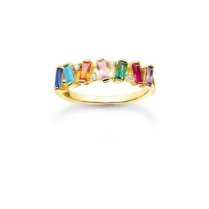 Gold Plated Zirconia Multicoloured Stones Ring TR2346-488-7 Thomas Sabo Rings