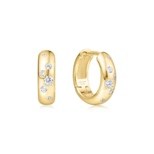Gold Small Chubby Sparkling Huggie Hoop Earrings E065-04G Ania Haie Jewellery
