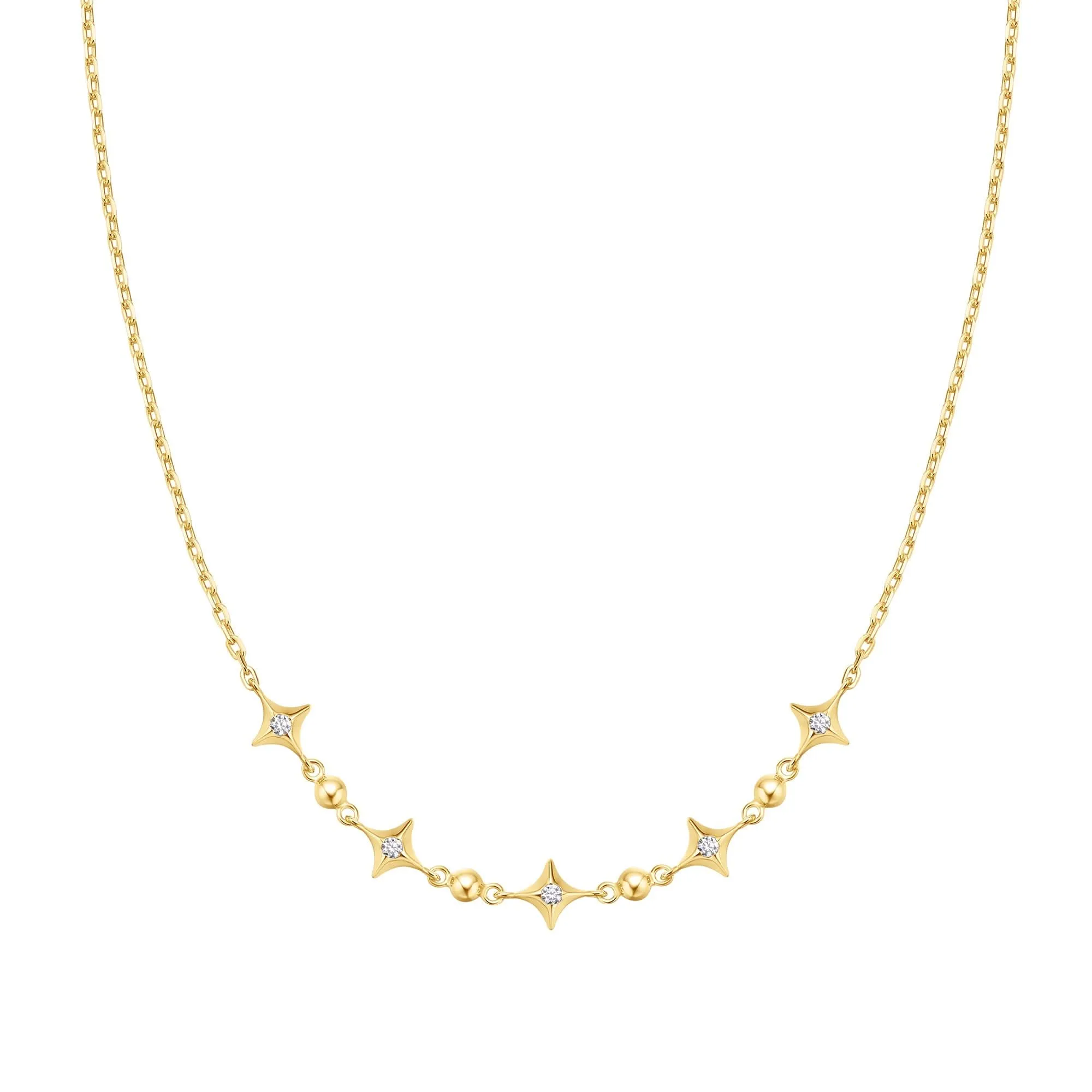 Gold Sparkling Star Station Necklace N064-04G Ania Haie Jewellery