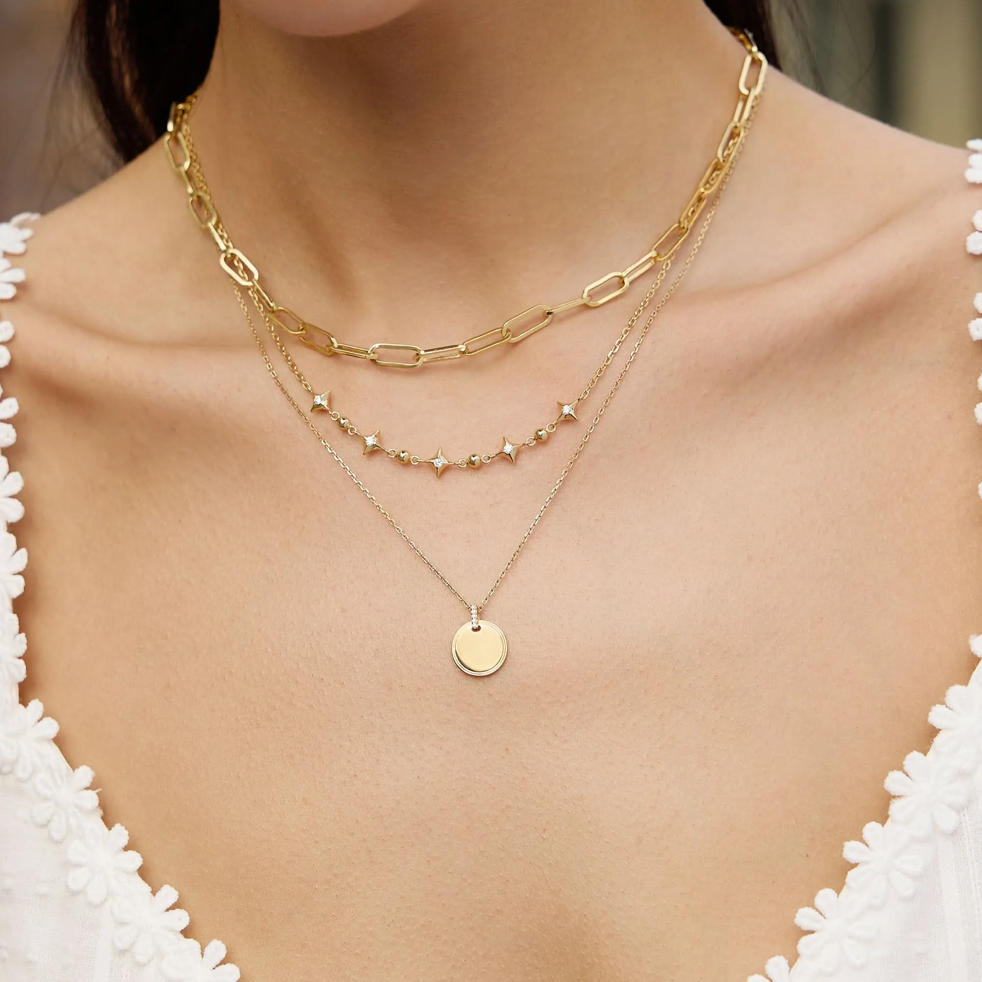 Gold Sparkling Star Station Necklace N064-04G Ania Haie Jewellery