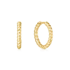 Gold Texture Medium Huggie Hoop Earrings E063-05G Ania Haie Jewellery