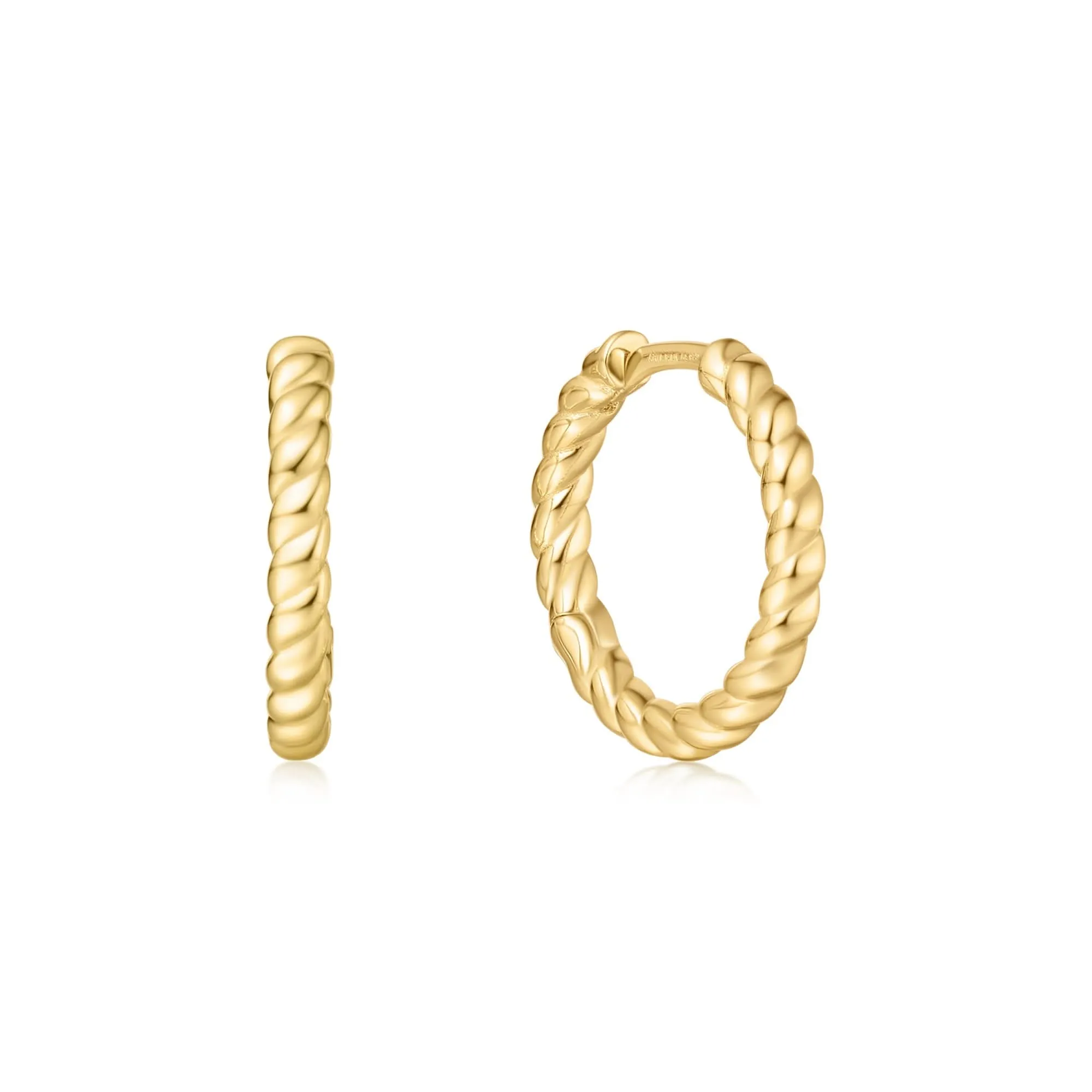 Gold Texture Medium Huggie Hoop Earrings E063-05G Ania Haie Jewellery