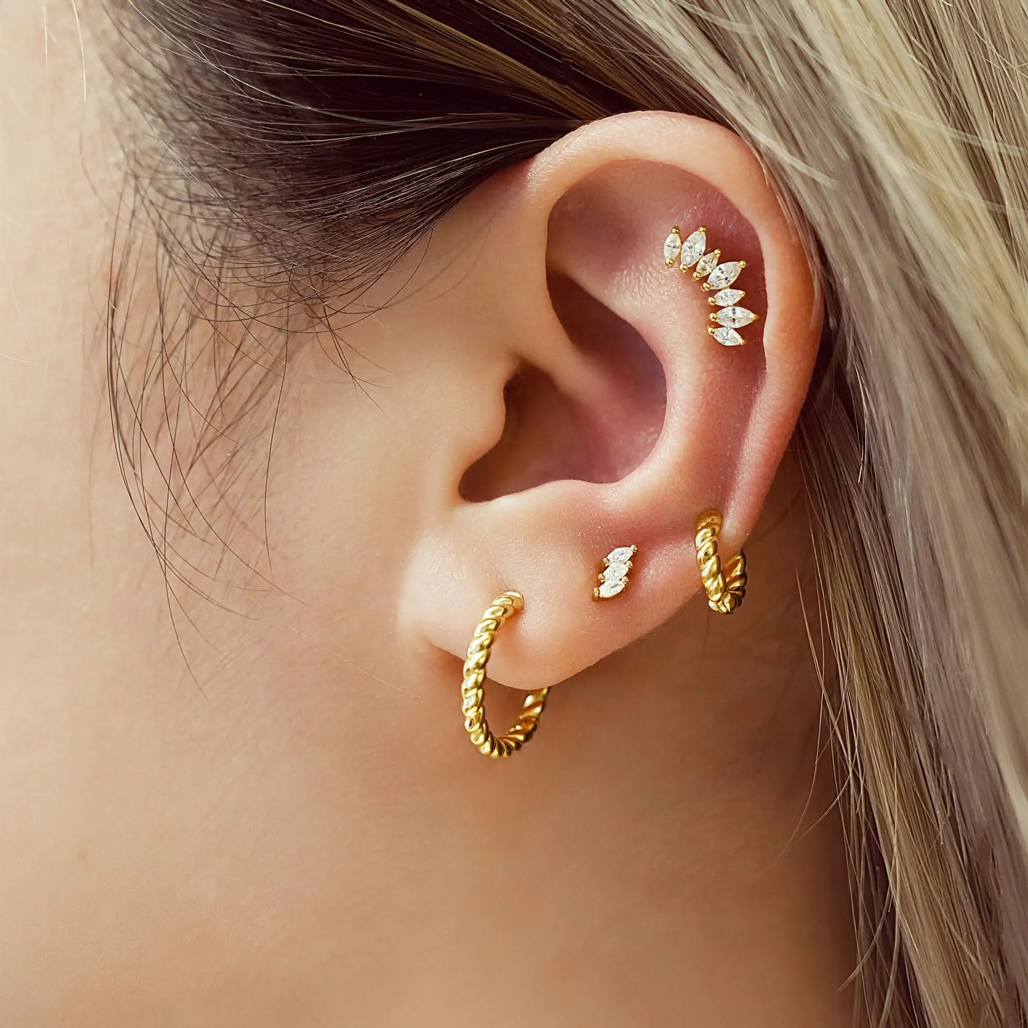 Gold Texture Medium Huggie Hoop Earrings E063-05G Ania Haie Jewellery