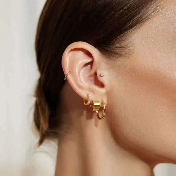 Gold Tube Medium Hoop Earrings E062-03G Ania Haie Jewellery