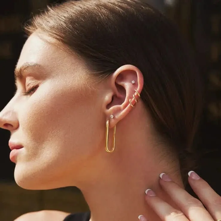 Gold Tube Oversized U Hoop Earrings E062-07G Ania Haie Jewellery
