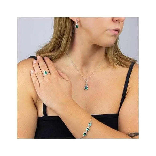 Green Teardrop Pave Surround Ring R3780 Diamonfire Jewellery