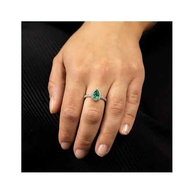 Green Teardrop Pave Surround Ring R3780 Diamonfire Jewellery