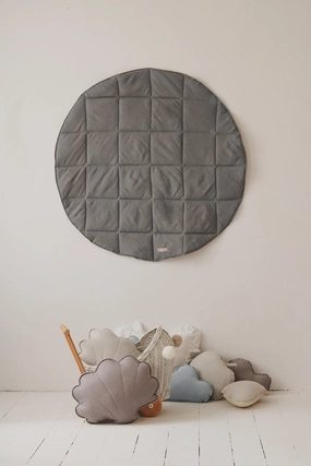Grey Linen Round Mat
