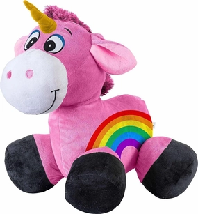 Inflate-A-Mals Soft and Cuddly Inflatable Ride On Unicorn, 20-Inch, Pink with Rainbow
