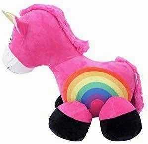 Inflate-A-Mals Soft and Cuddly Inflatable Ride On Unicorn, 20-Inch, Pink with Rainbow