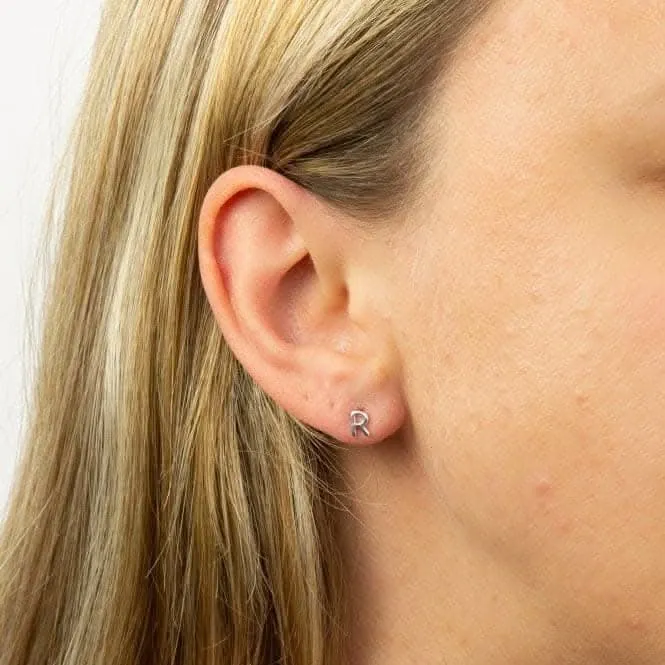 Initial R Sterling Silver Stud Earrings E6035 Beginnings Jewellery