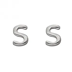 Initial S Sterling Silver Stud Earrings E6036 Beginnings Jewellery