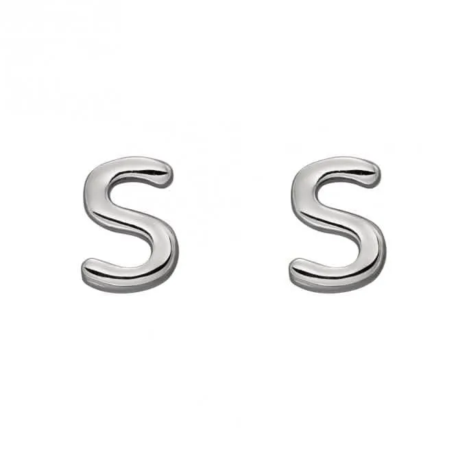 Initial S Sterling Silver Stud Earrings E6036 Beginnings Jewellery