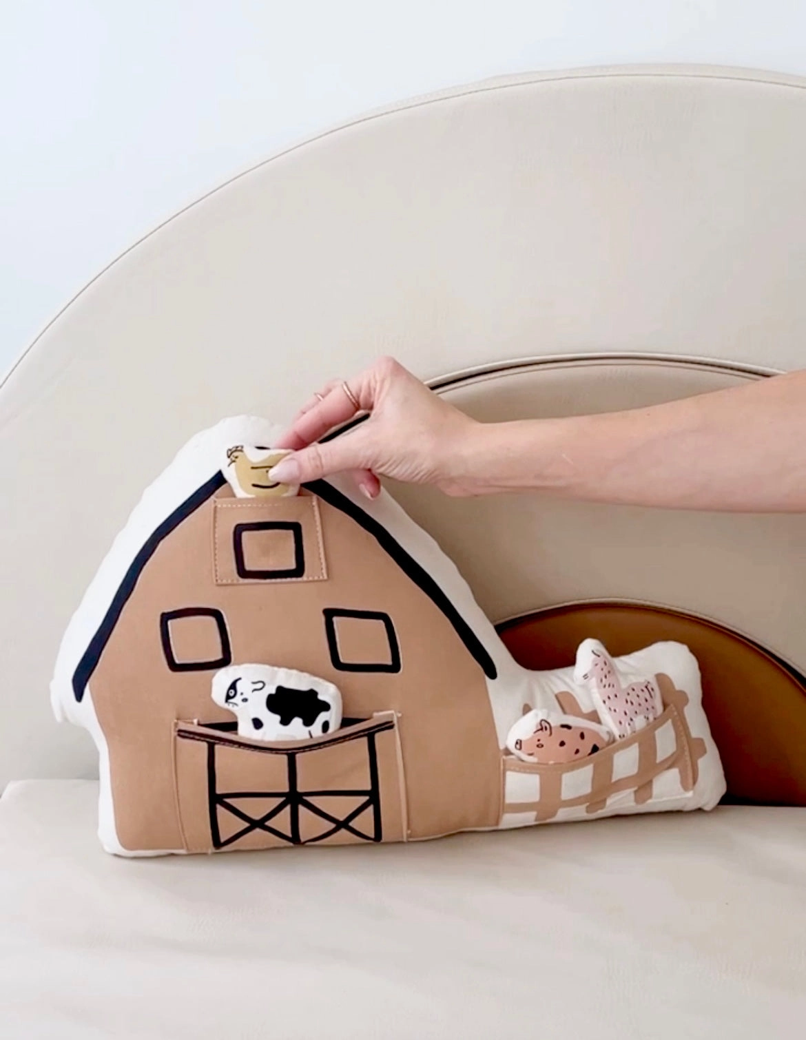 interactive farmhouse   animal pillow