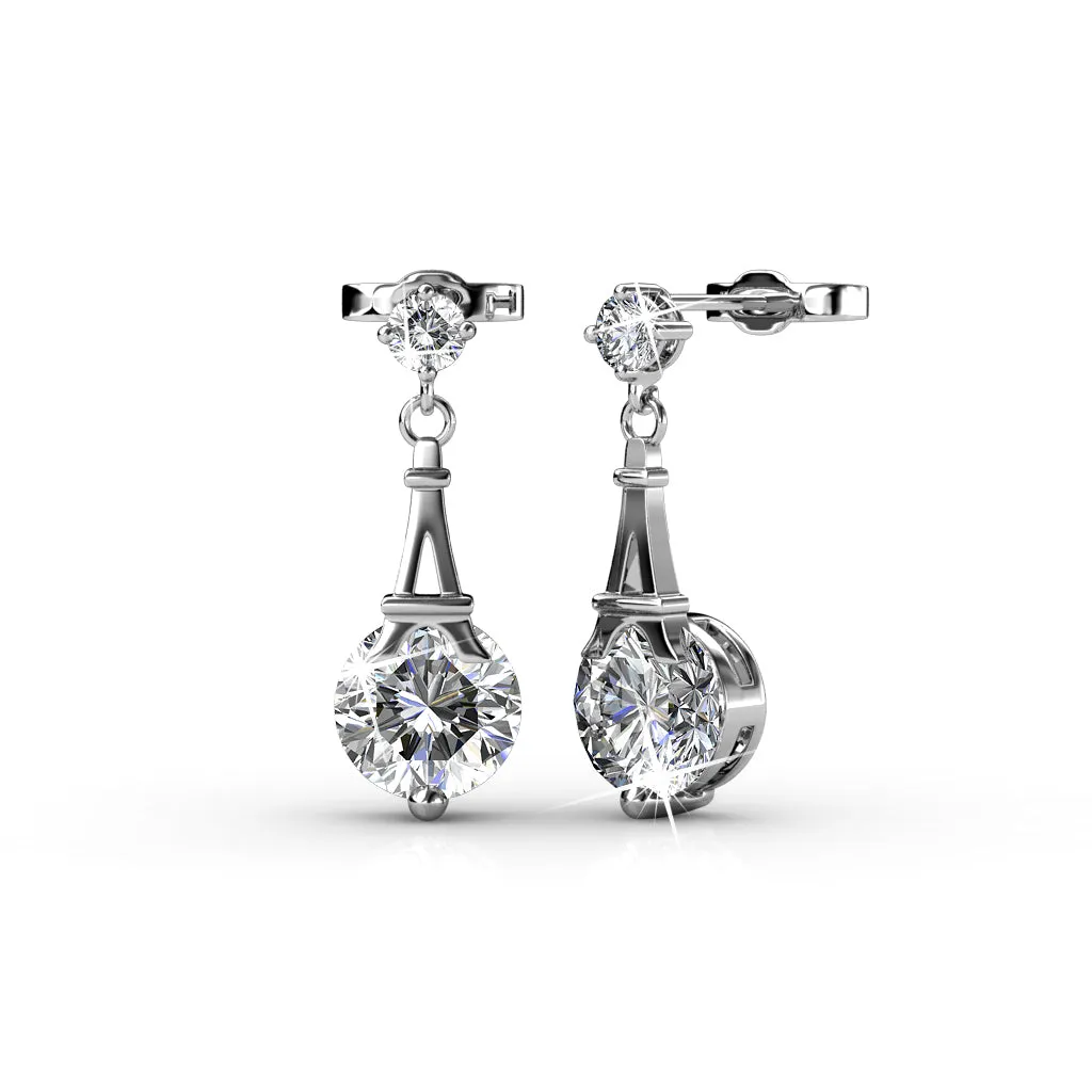 Isla 18k White Gold Plated Necklace and Earrings Jewelry Set with Swarovski Crystals