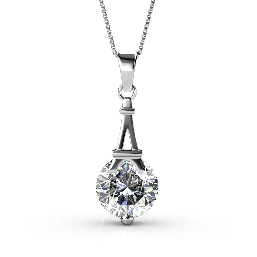 Isla 18k White Gold Plated Necklace and Earrings Jewelry Set with Swarovski Crystals
