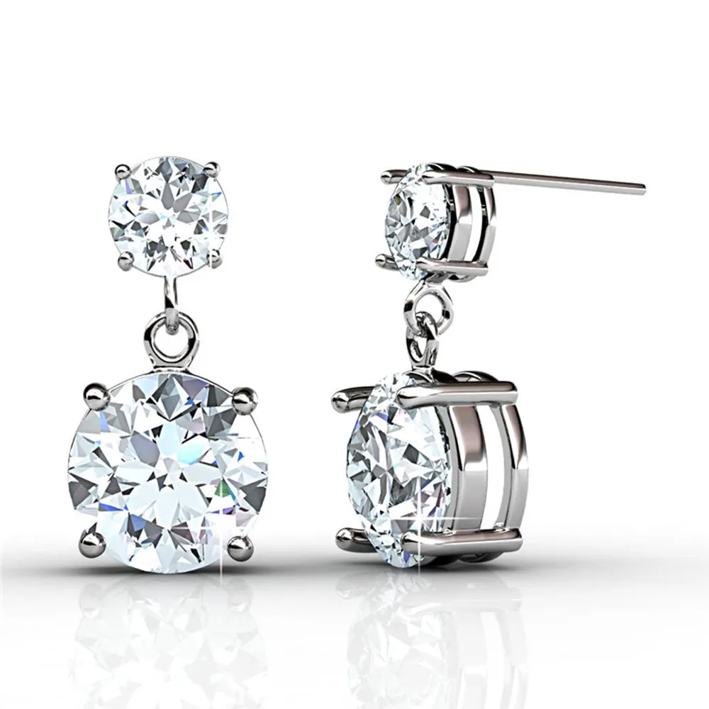 Jasmine 18k White Gold Plated Necklace and Earrings Jewelry Set with Swarovski Crystals
