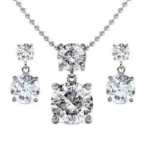 Jasmine 18k White Gold Plated Necklace and Earrings Jewelry Set with Swarovski Crystals