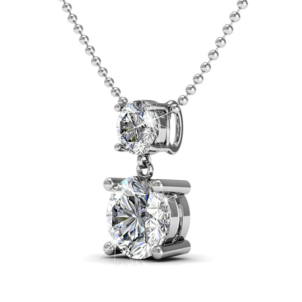 Jasmine 18k White Gold Plated Necklace and Earrings Jewelry Set with Swarovski Crystals