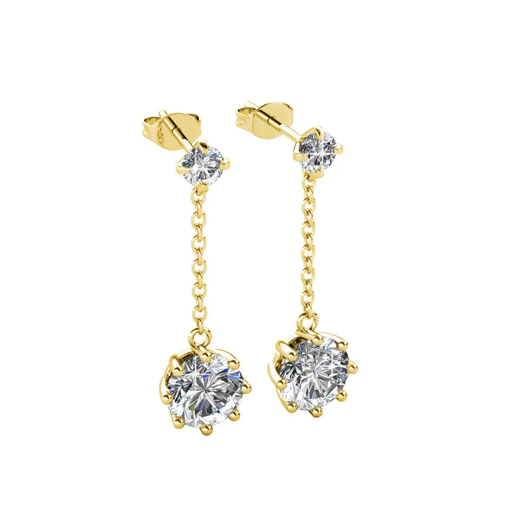 Jessie 18K White Gold Plated Dangle Stud Earrings with Swarovski Crystals