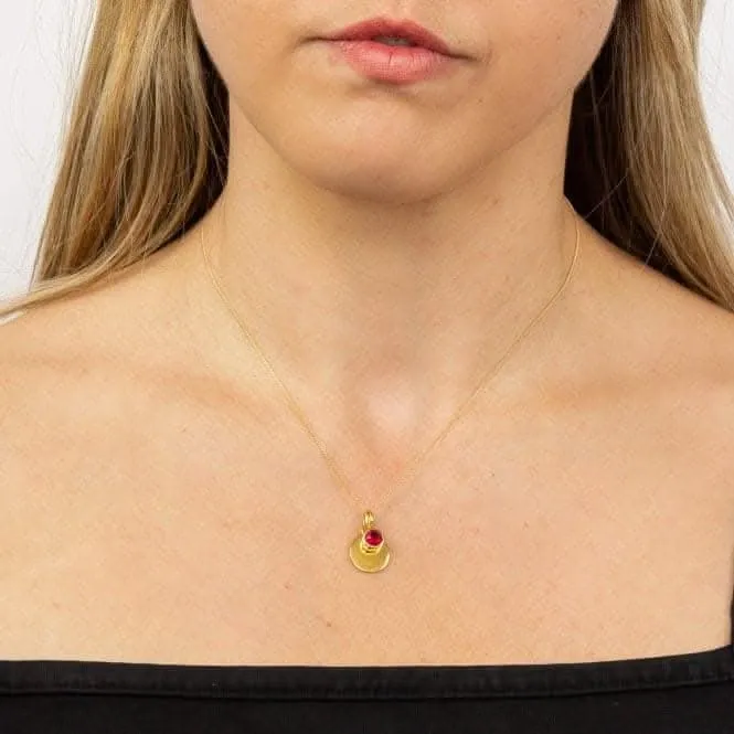 July Yellow Gold Plated Birthstone Engravable Disc Swarovski Necklace P5014 Beginnings Jewellery