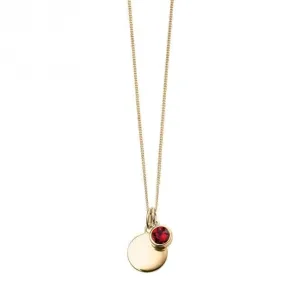 July Yellow Gold Plated Birthstone Engravable Disc Swarovski Necklace P5014 Beginnings Jewellery