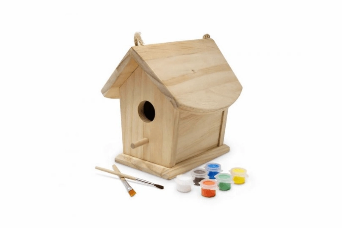 Kinderfeets Birdhouse with Paint and Brushes