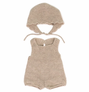Knit Doll Outfit  14" Romper & Bonnet
