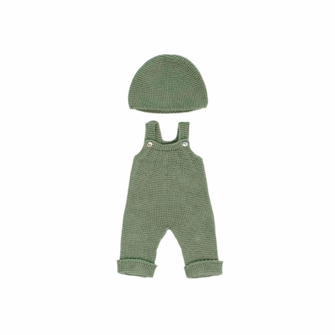 Knit Doll Overall & Beanie Hat Set - 15"