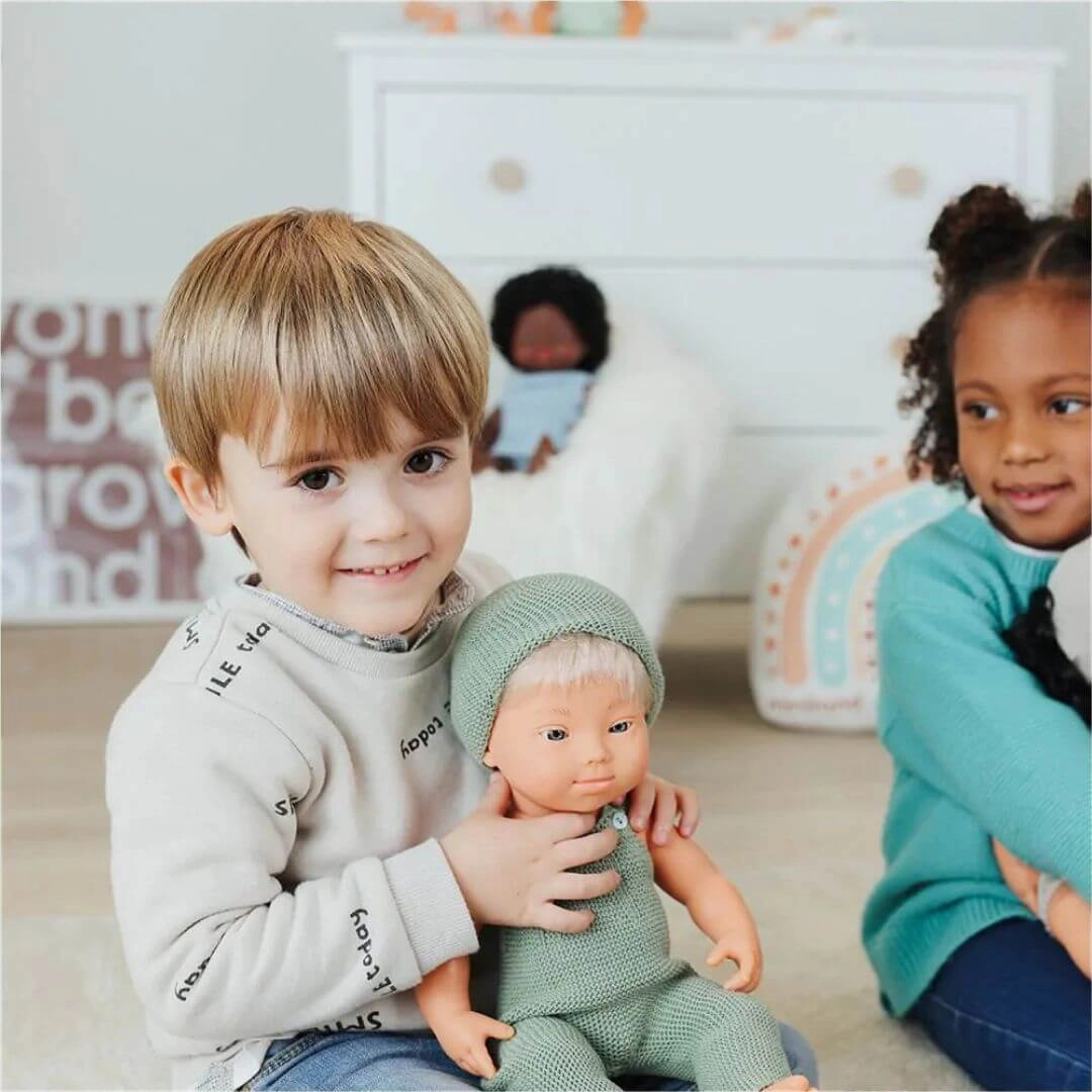 Knit Doll Overall & Beanie Hat Set - 15"