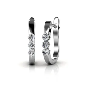 Lana 18K White Gold 3 Stone Hoop Earrings with Swarovski Crystals — Final Sale