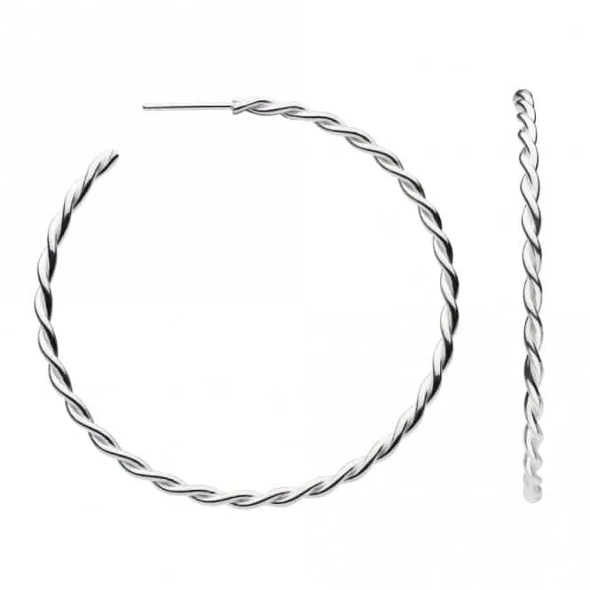Large Twist 52mm Stud Hoop Earrings 67719HP Dew Jewellery