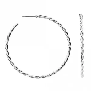 Large Twist 52mm Stud Hoop Earrings 67719HP Dew Jewellery