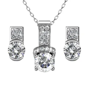Laya 18k White Gold Pendant Necklace and Earrings Jewelry Set with Swarovski Crystals — Final Sale