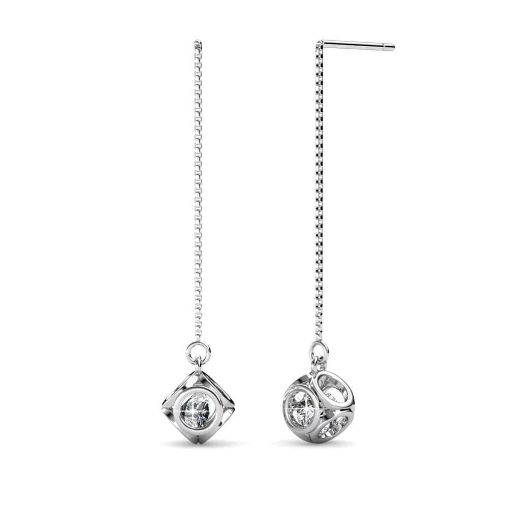 Lena 18k White Gold Dangle Earrings with Swarovski Crystals