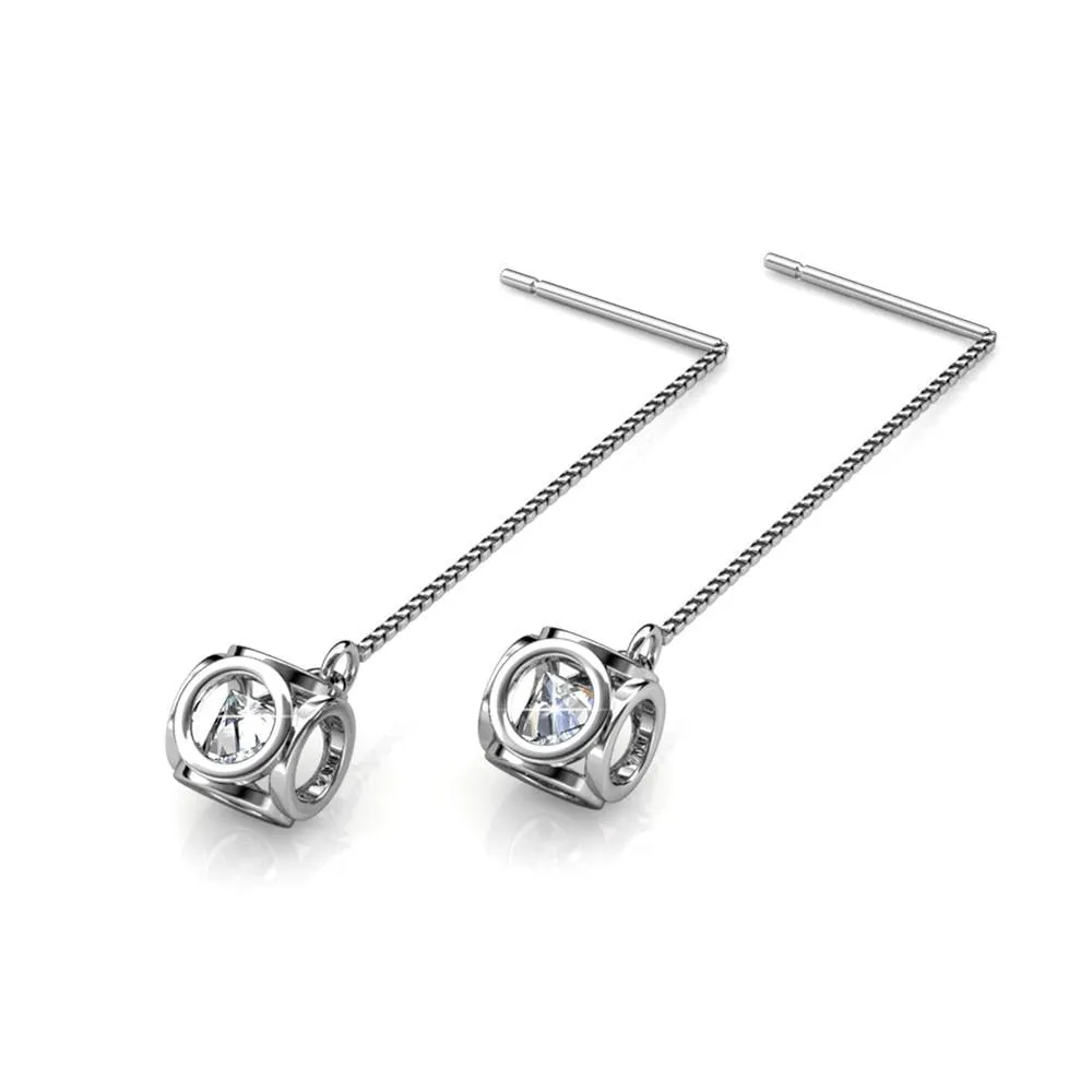 Lena 18k White Gold Dangle Earrings with Swarovski Crystals