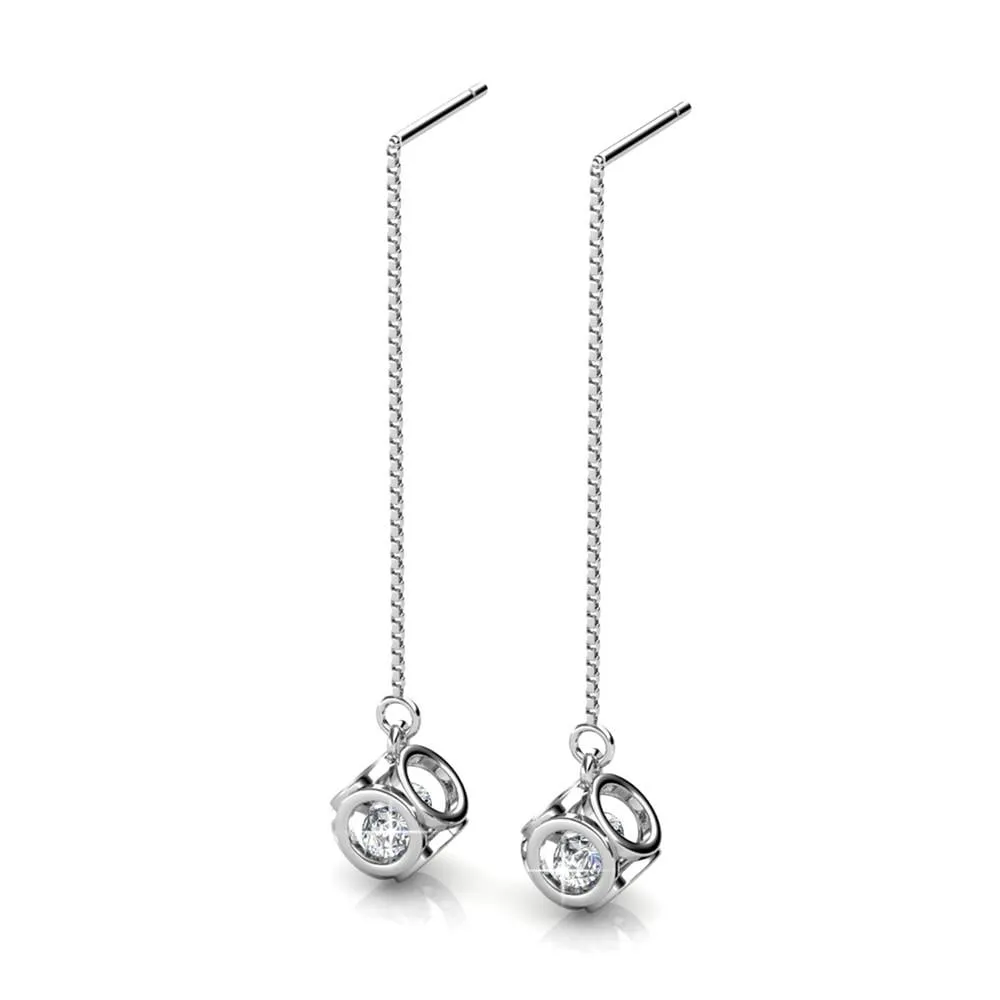 Lena 18k White Gold Dangle Earrings with Swarovski Crystals