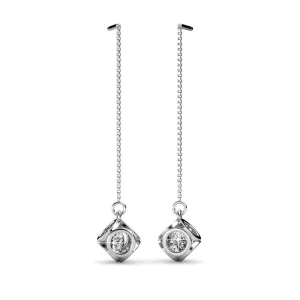 Lena 18k White Gold Dangle Earrings with Swarovski Crystals