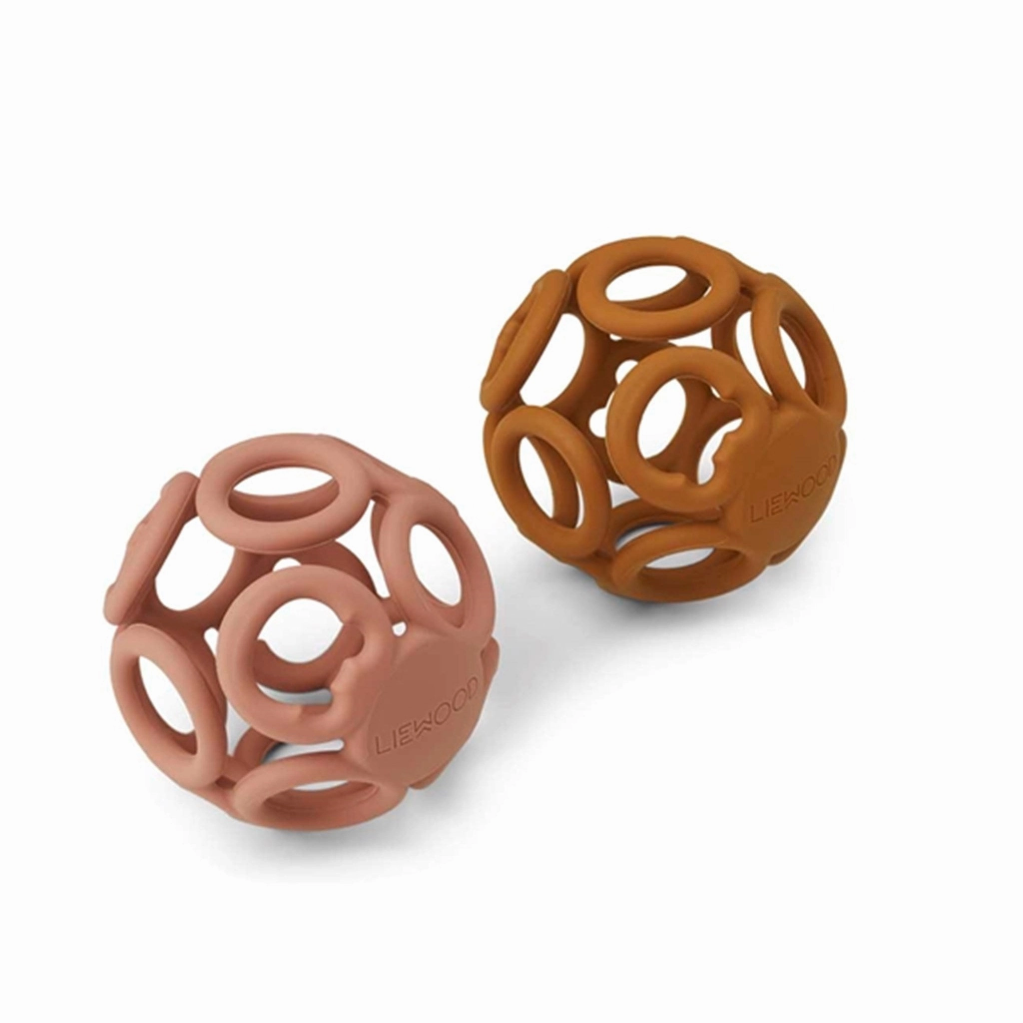 Liewood Jasmin Teether Ball 2-Pack Dark Rose/Mustard Mix