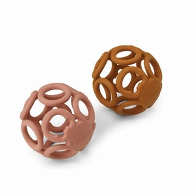 Liewood Jasmin Teether Ball 2-Pack Dark Rose/Mustard Mix